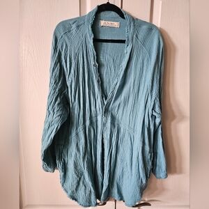We The Free Summer Daydream Buttondown, muted aqua blue, xsmall